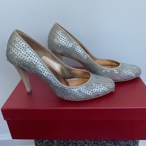 Salvatore Ferragamo evening silver shoes